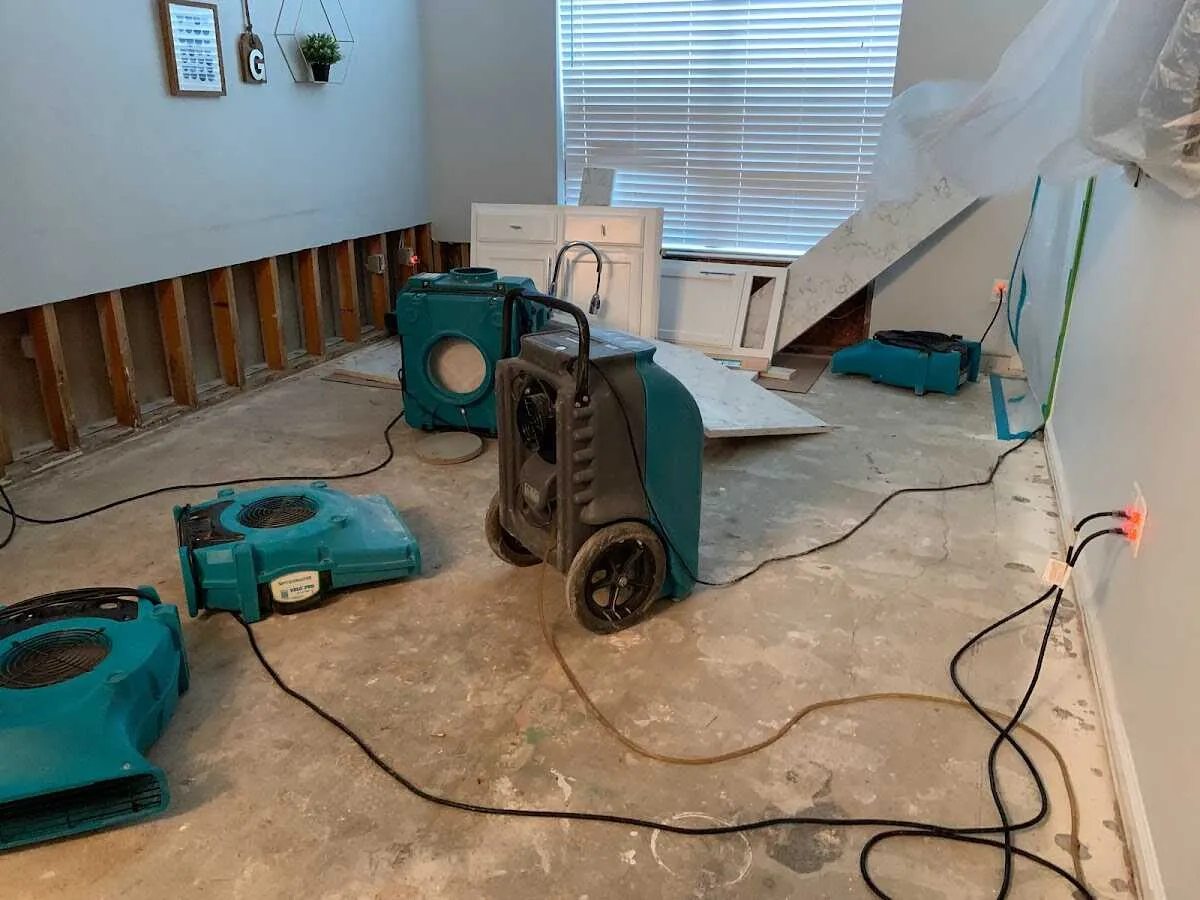 Dehumidifier in flood-cut room for Water Damage Restoration in Trotwood